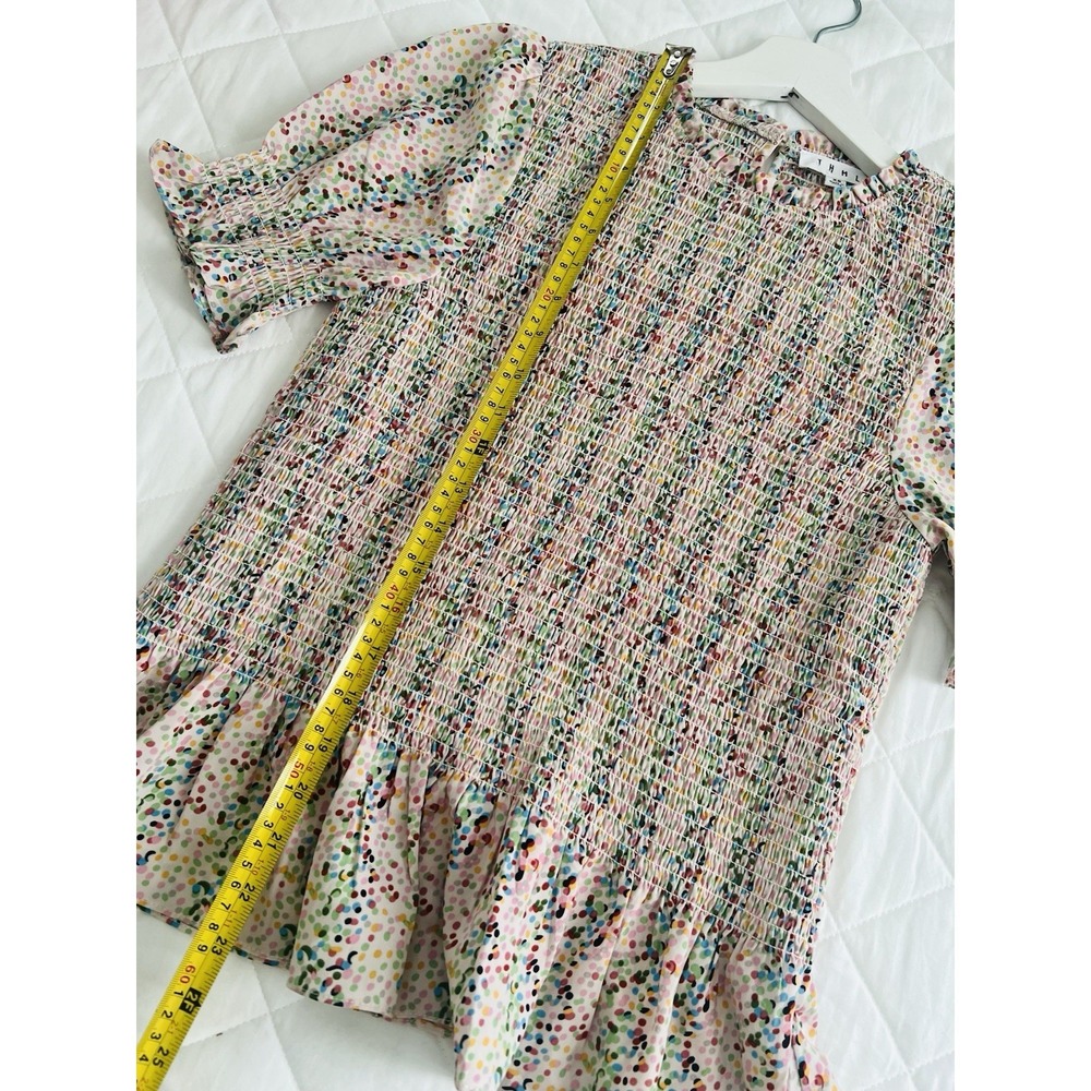 THML Smocked Peplum Top Size XS Floral Confetti Print Cottagecore Coquette Cute - Picture 6 of 8